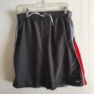 Nike swim trunks board shorts large gray red black